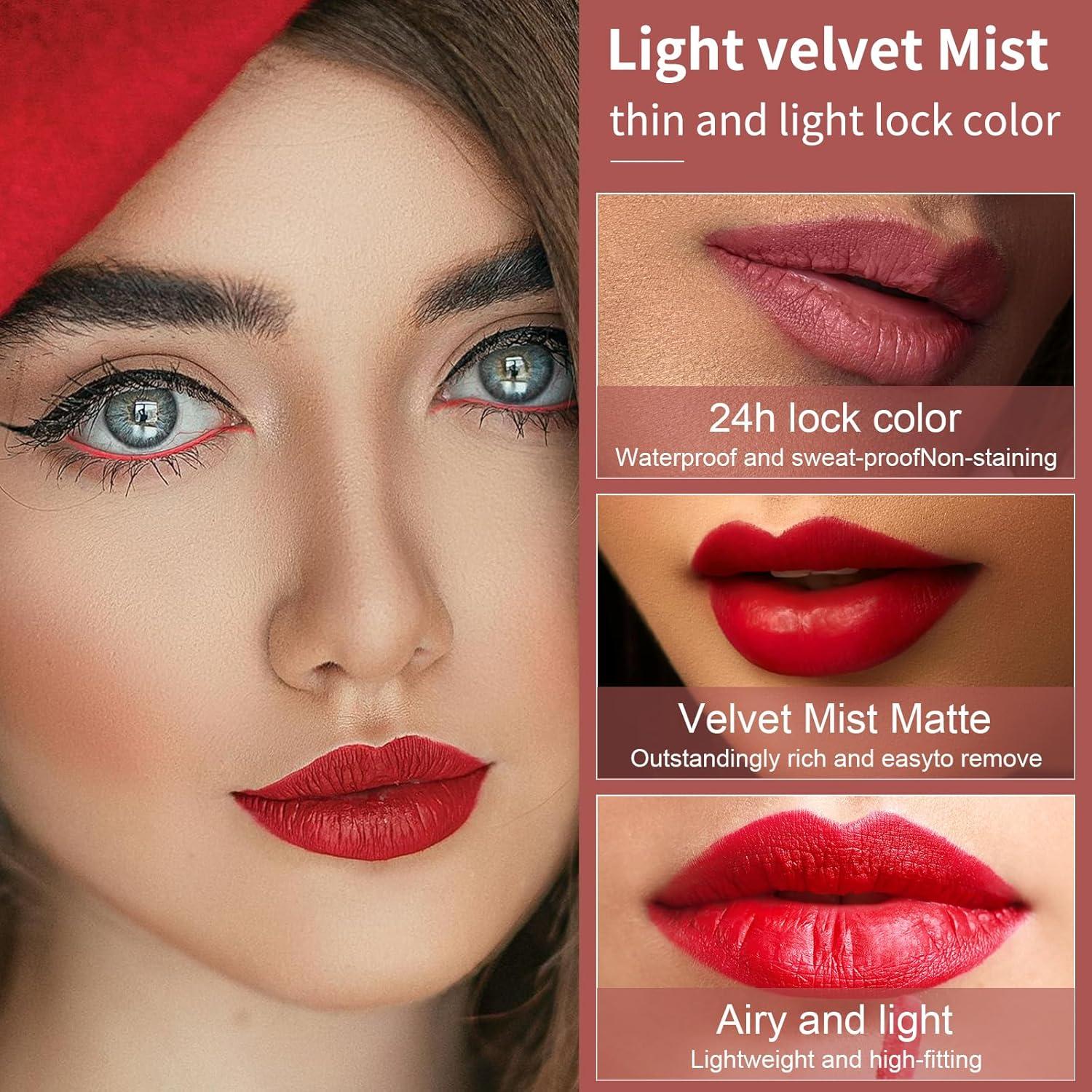 Set de Labiales Líquidos Mate GLAMEER, 10 Colores, Impermeable