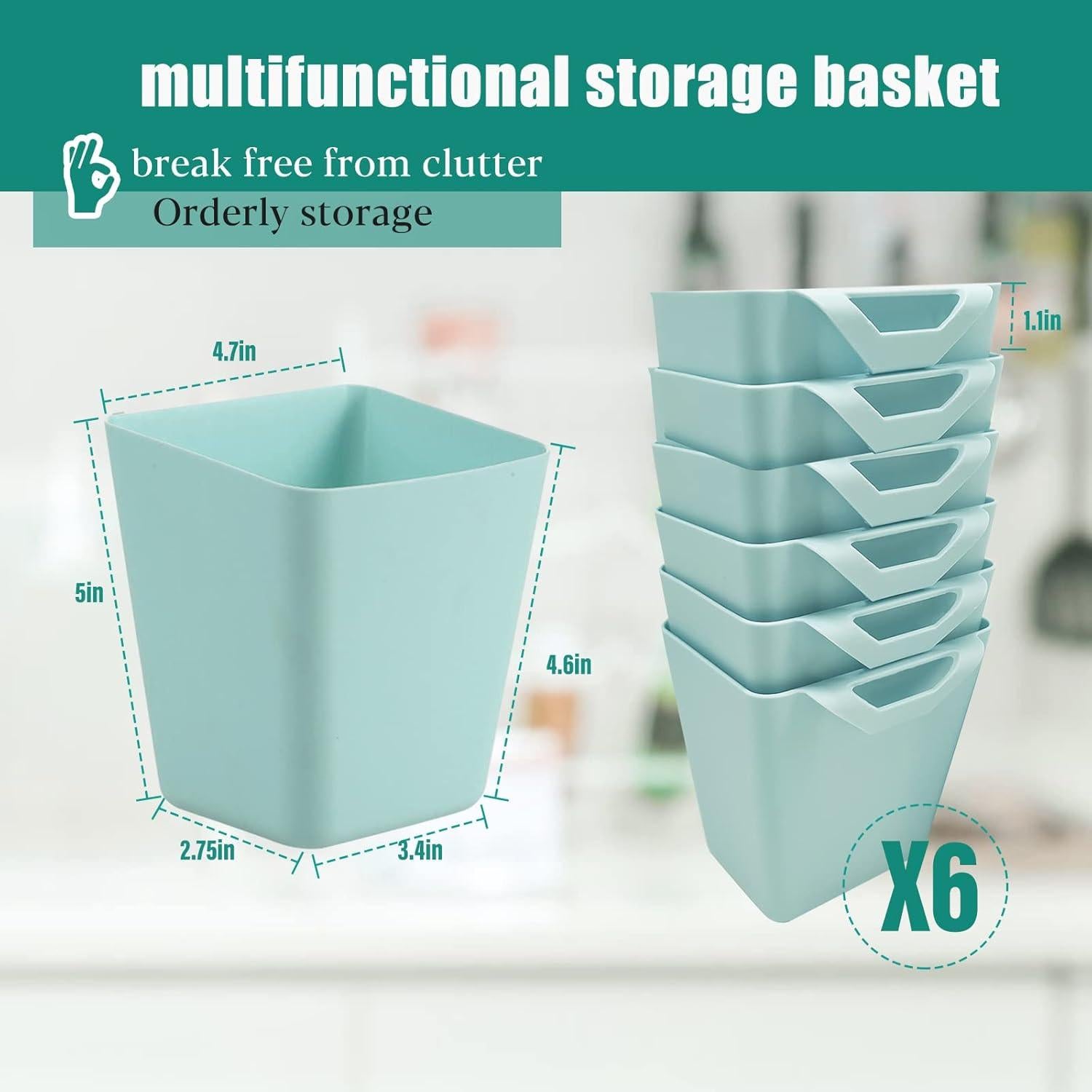 6 Soportes de Taza Colgantes FMOACEN Azul Cian Organizador