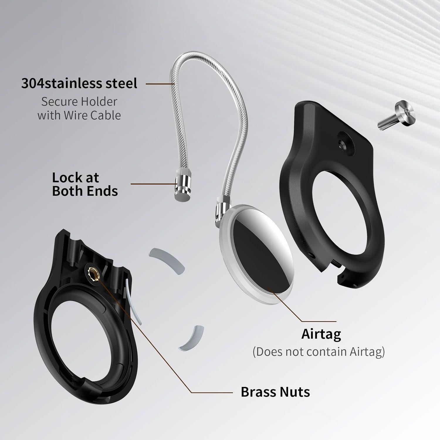 Soporte FlyCoco para Apple AirTag - 2 Piezas, Negro