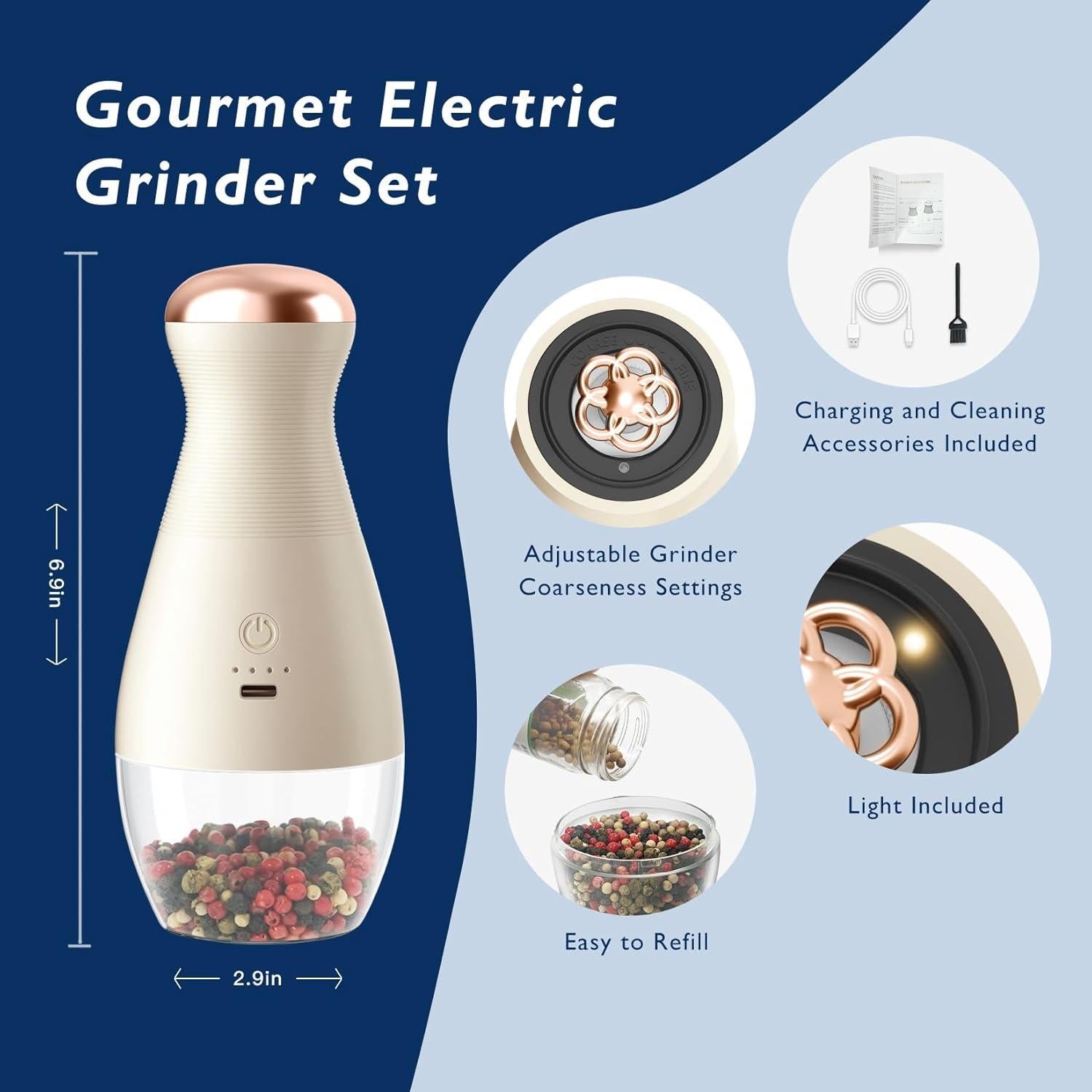 Juego de Molinillos Eléctricos de Sal y Pimienta Setron 2pcs