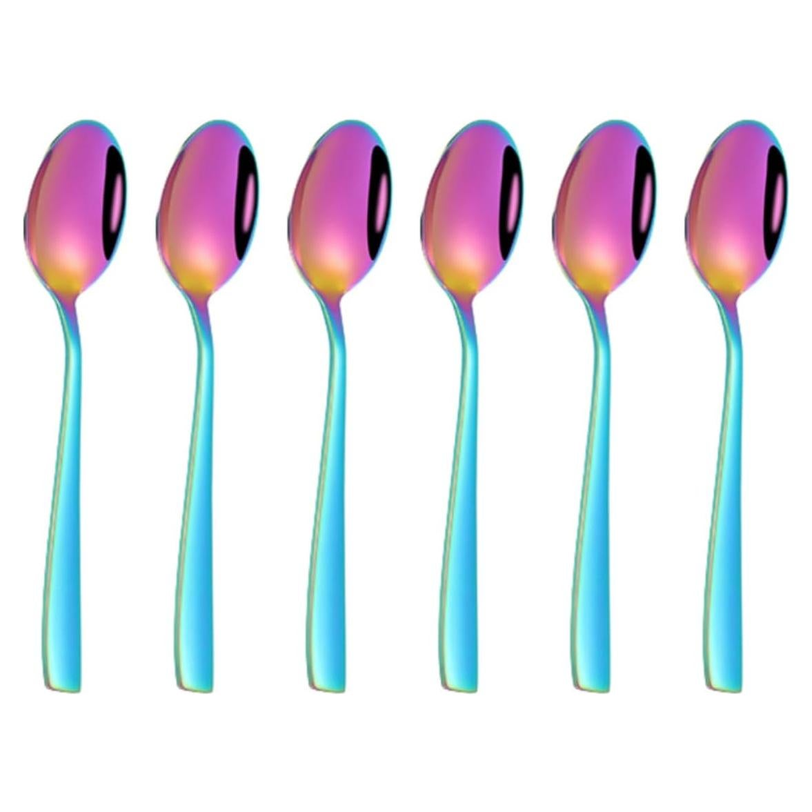 Juego de 6 cucharas de acero inoxidable arcoíris 15.2 cm