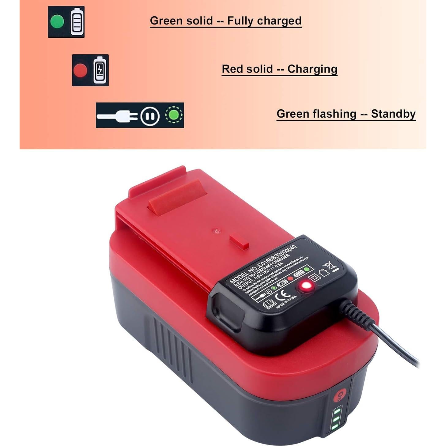 Cargador de Batería Multi Volt Biswaye 9.6V-18V Black & Decker