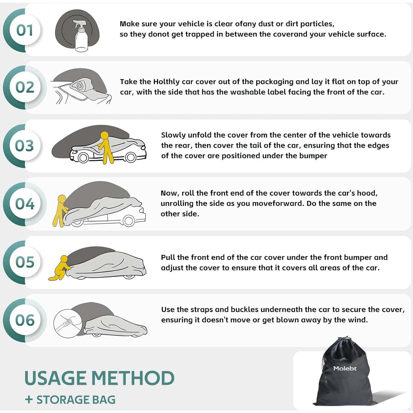 Funda de Coche Molebt Impermeable Ajuste Universal 414 cm