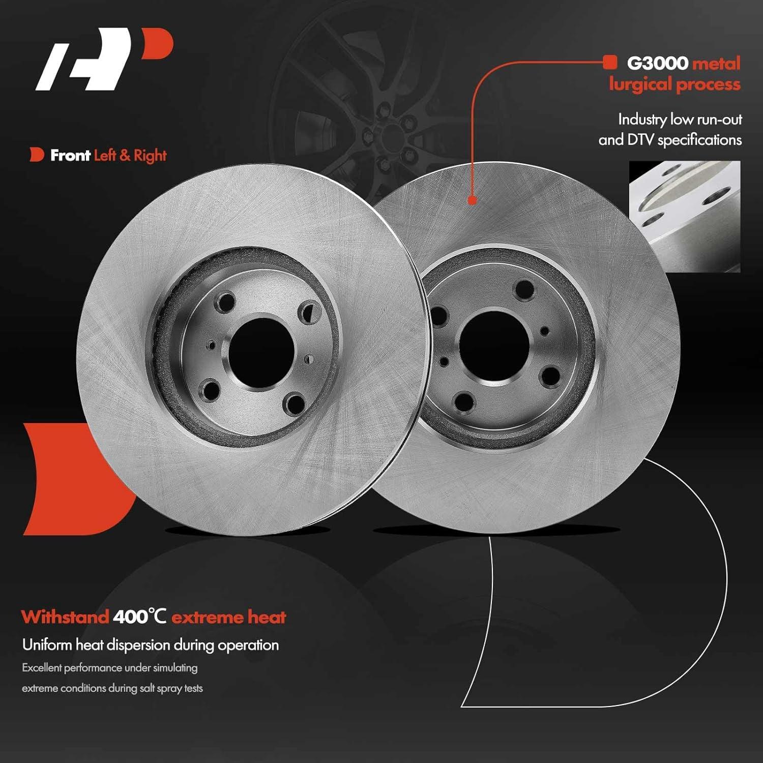 A-Premium 10.83 inch (275mm) Front Vented Disc Brake Rotors Compatible with Select Toyota models - Yaris 2012-2018, 2-PC Set