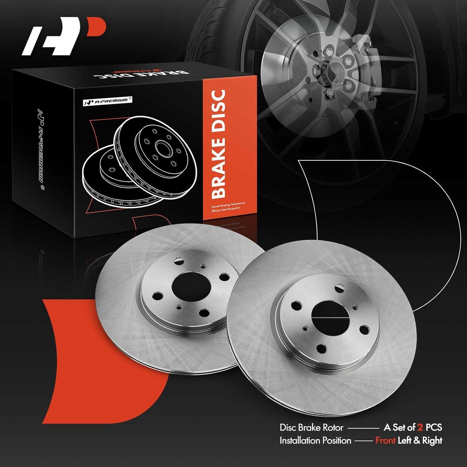 A-Premium 10.83 inch (275mm) Front Vented Disc Brake Rotors Compatible with Select Toyota models - Yaris 2012-2018, 2-PC Set