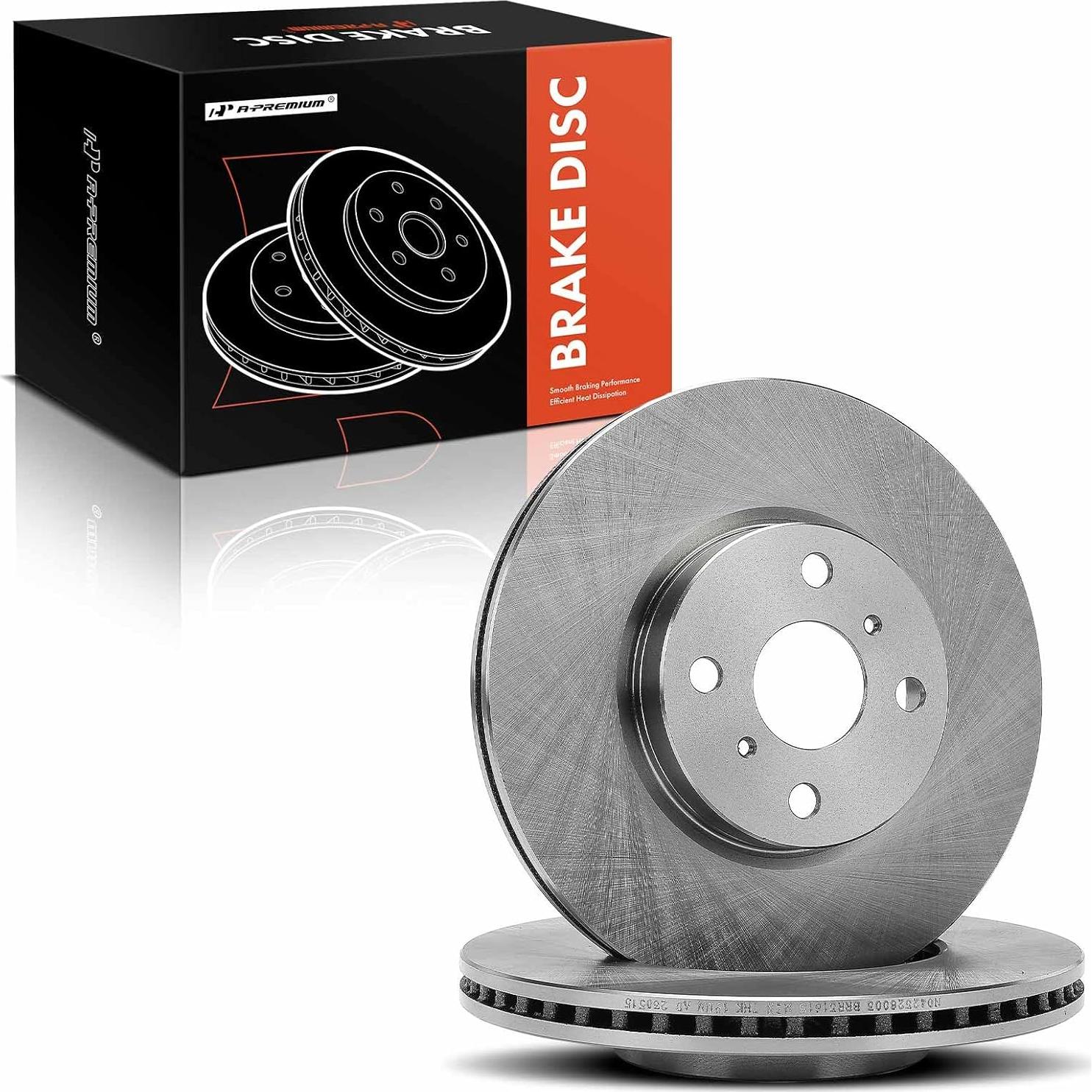 A-Premium 10.83 inch (275mm) Front Vented Disc Brake Rotors Compatible with Select Toyota models - Yaris 2012-2018, 2-PC Set