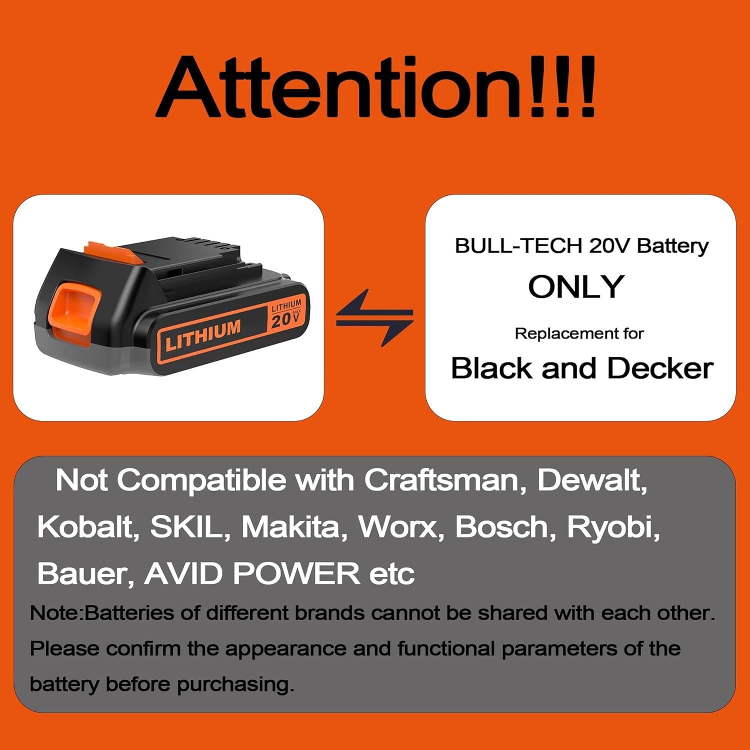 Batería Black and Decker 20V 2.0Ah MAX Power+ Compatible