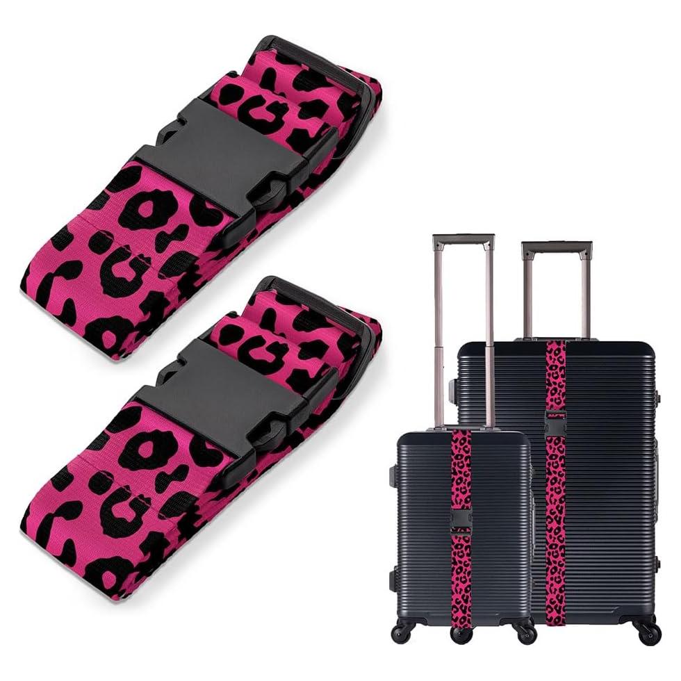 Juego de 2 Correas de Equipaje WIRESTER Leopardo Negro Rosa