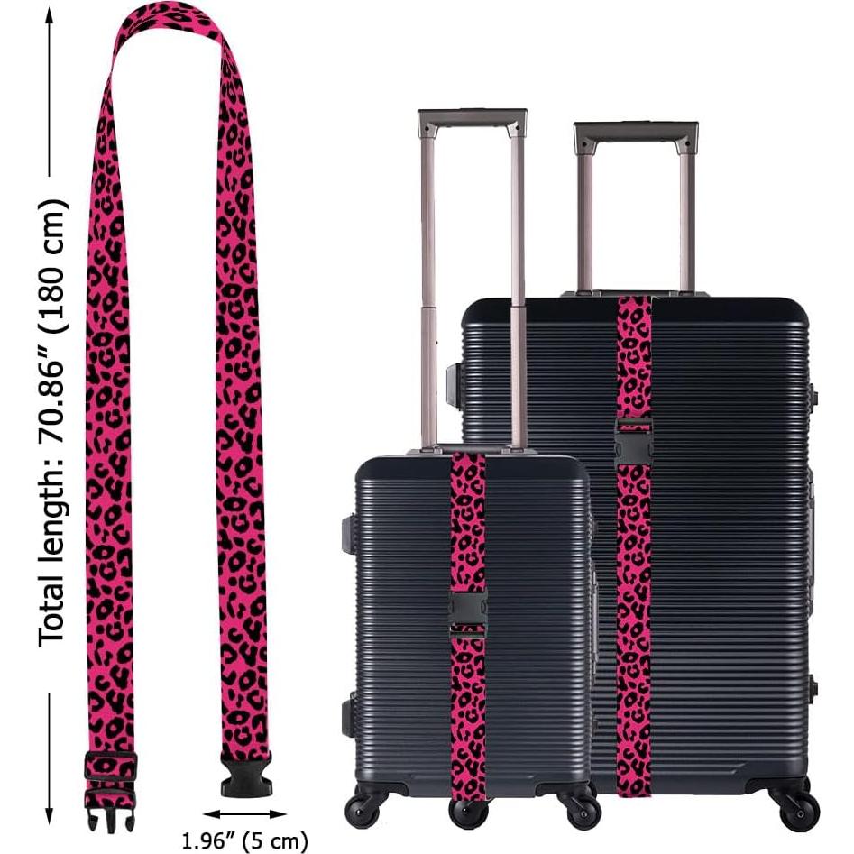 Juego de 2 Correas de Equipaje WIRESTER Leopardo Negro Rosa