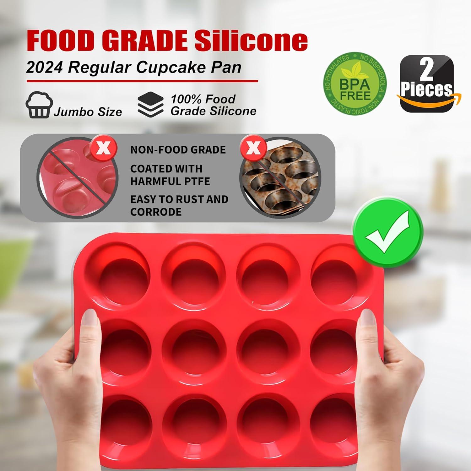 Molde de Silicona Keliwa para Muffins 12 Tazas Antiadherente