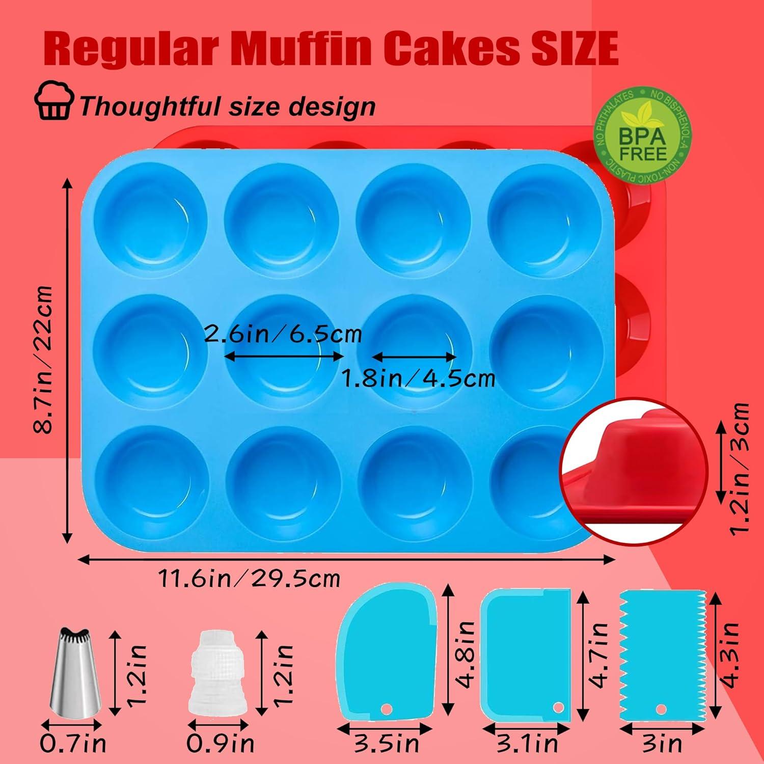 Molde de Silicona Keliwa para Muffins 12 Tazas Antiadherente
