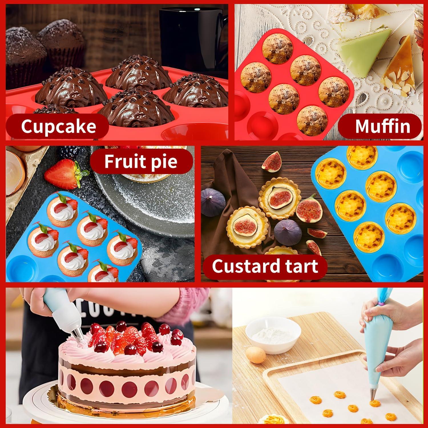 Molde de Silicona Keliwa para Muffins 12 Tazas Antiadherente