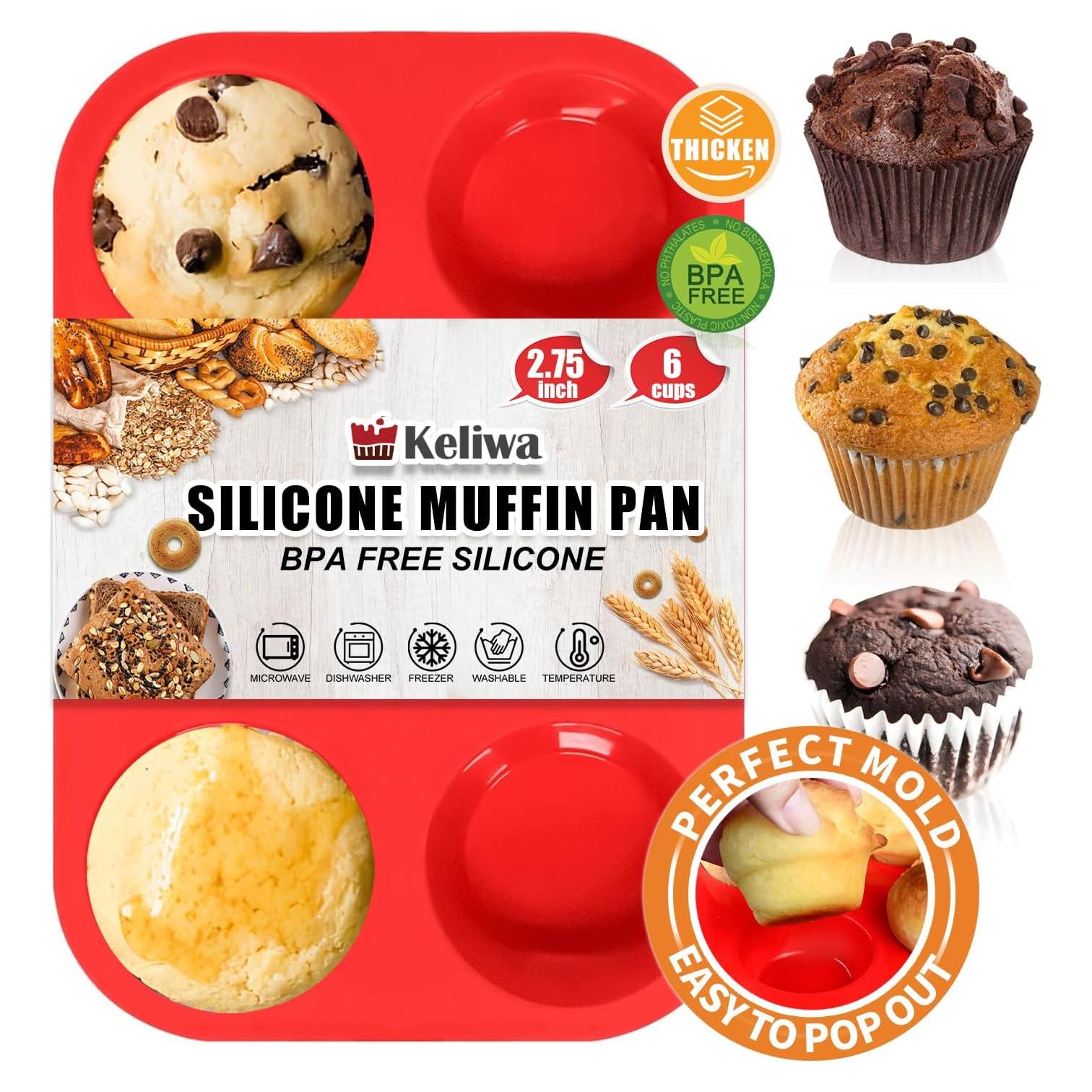 Molde para Muffin Jumbo Keliwa 6 Tazas Silicona Antiadherente