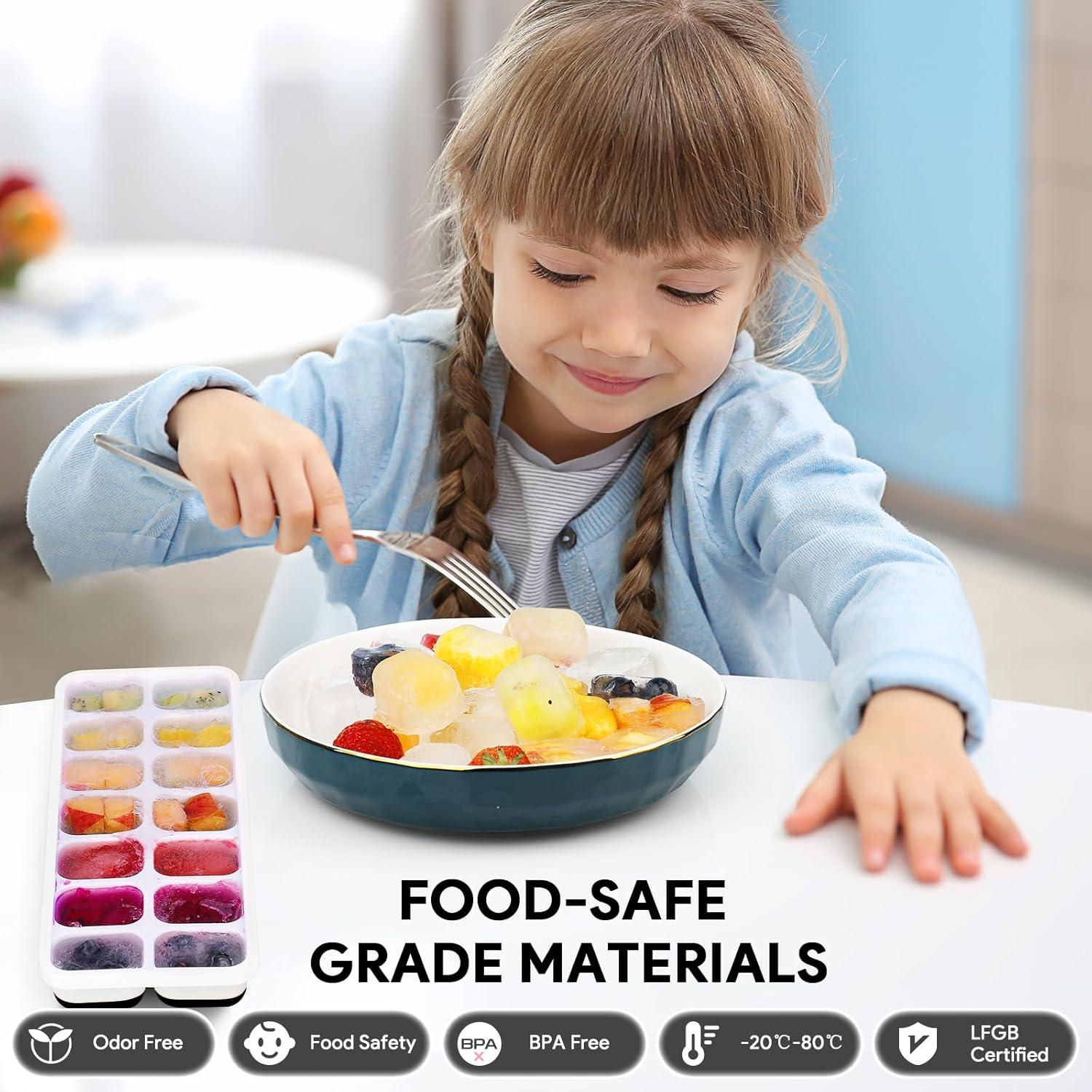 Bandejas de Hielo Airabc 4 Piezas Silicona Flexibles con Tapa