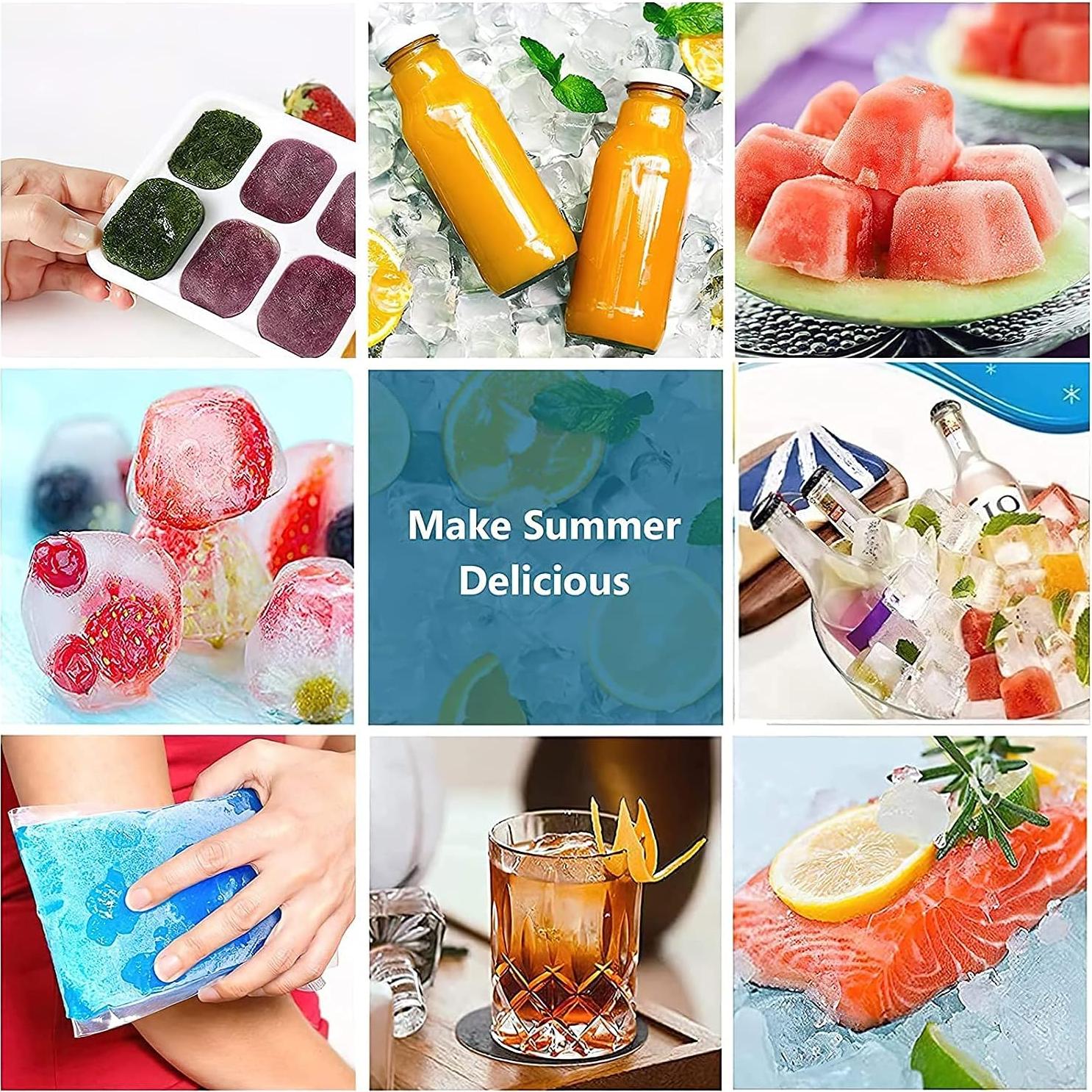 Bandejas de Hielo Airabc 4 Piezas Silicona Flexibles con Tapa