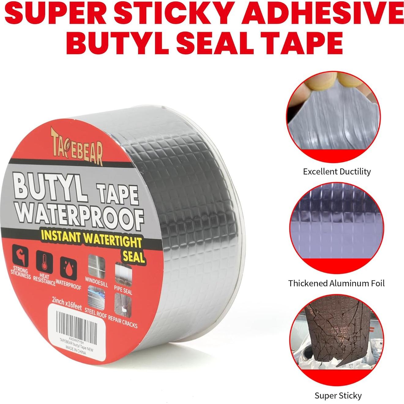 Cinta Butílica Impermeable TAPEBEAR 5cm x 4.88m Alta Resistencia