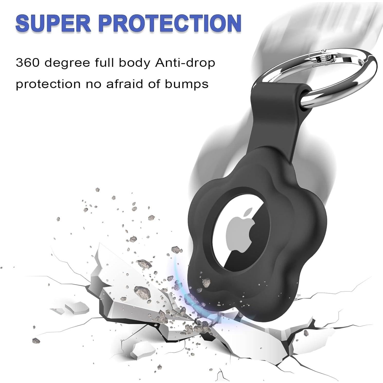 Soporte para AirTag Meokkaebi - Funda de llavero Negro - 4 Unidades