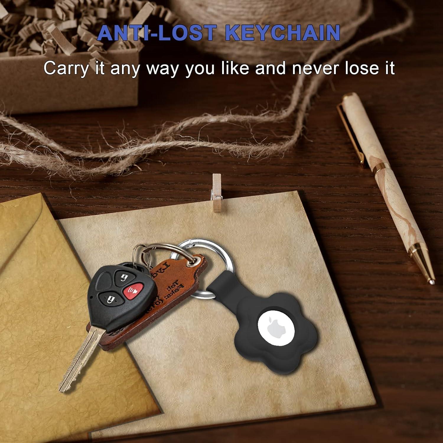 Soporte para AirTag Meokkaebi - Funda de llavero Negro - 4 Unidades