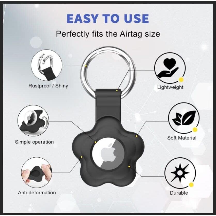 Soporte para AirTag Meokkaebi - Funda de llavero Negro - 4 Unidades