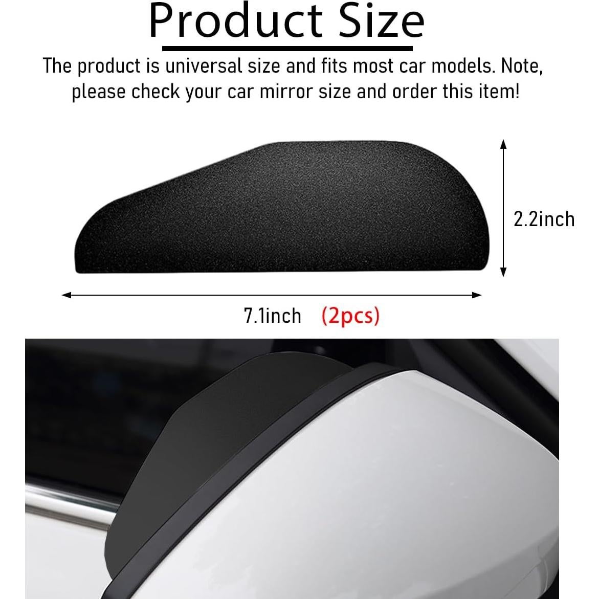 2 PCS Visera de Lluvia Espejo Ceja Wevdn PVC Negro