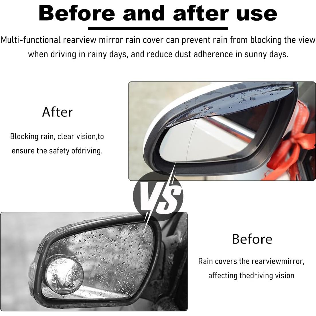 2 PCS Visera de Lluvia Espejo Ceja Wevdn PVC Negro