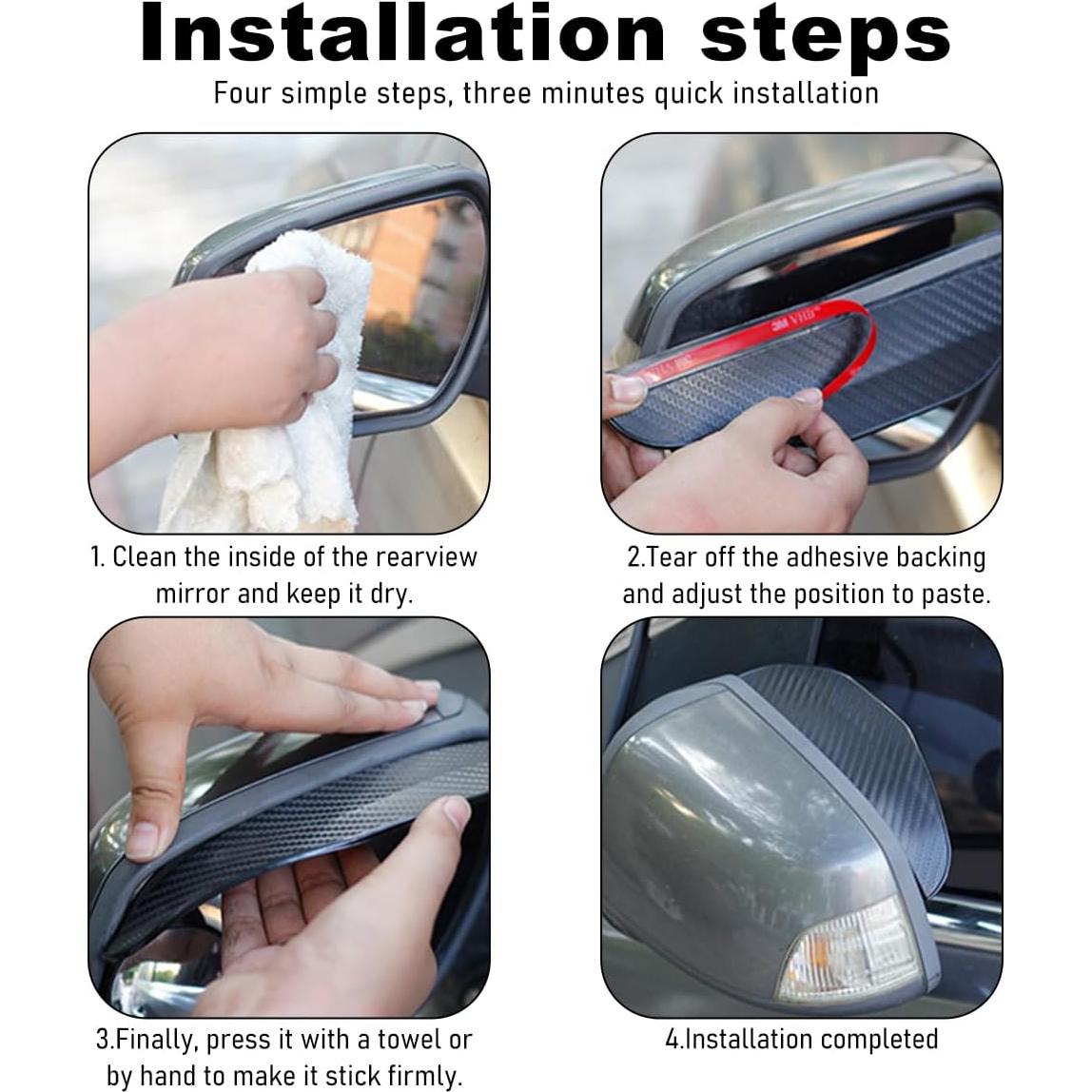 2 PCS Visera de Lluvia Espejo Ceja Wevdn PVC Negro