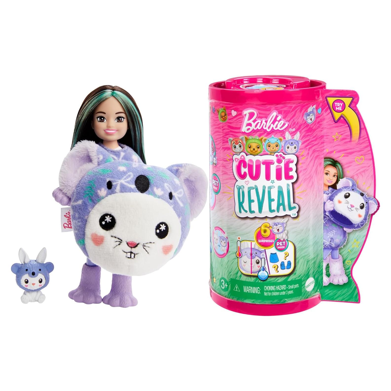 Muñeca Chelsea Barbie Cutie Reveal Conejo Koala con 6 Sorprisas