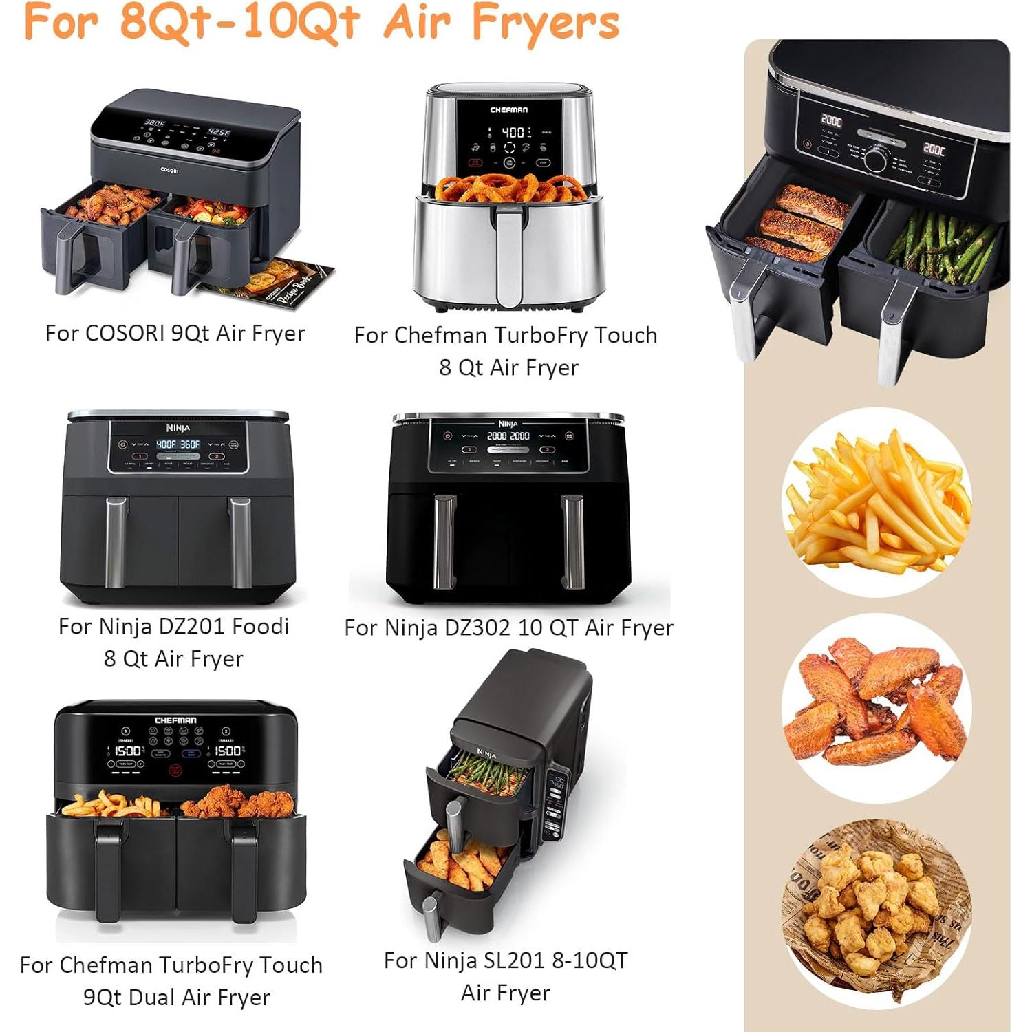 Forros de Silicona Reutilizables para Freidora de Aire 8-10 QT