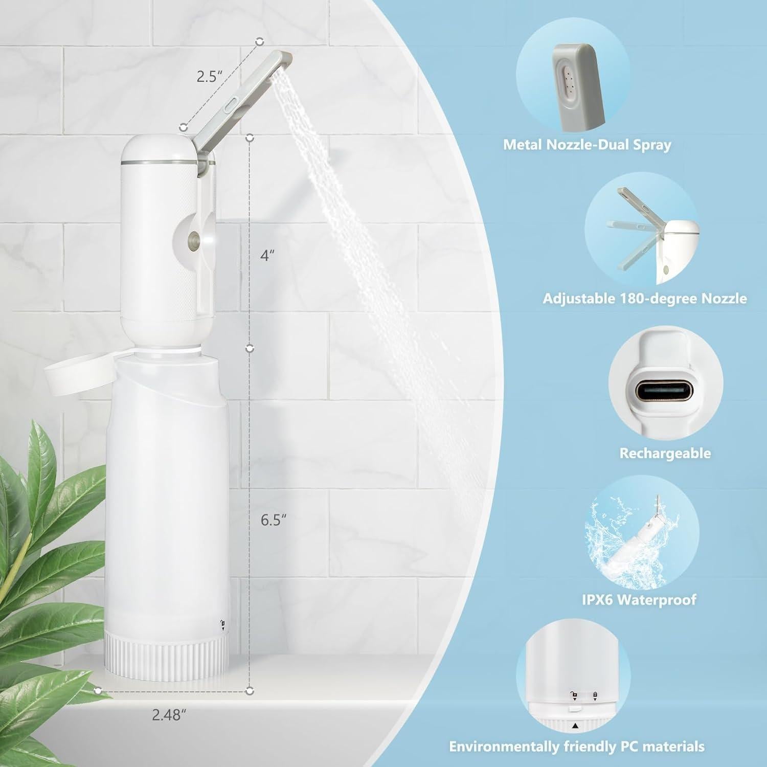 Bidet Portátil SPACEREST 360ml Recargable para Viajes
