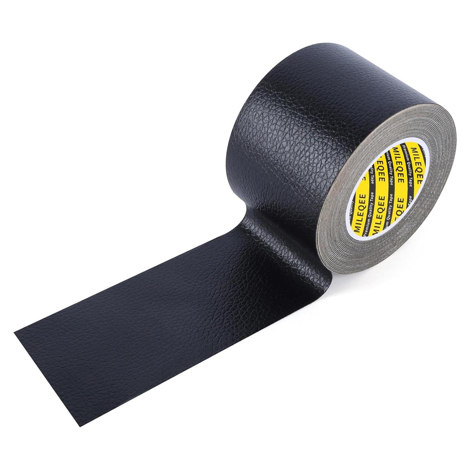 Parche de Reparación de Cuero MILEQEE 5x500cm Negro Autoadhesivo