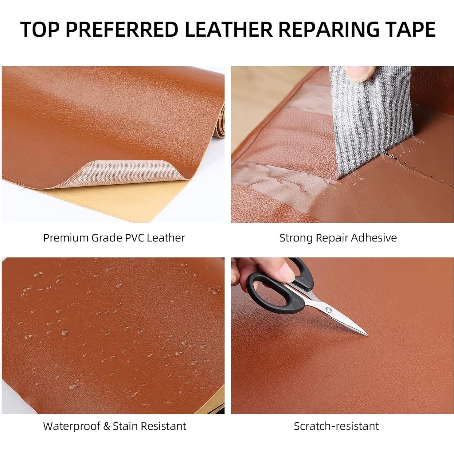 Parche de Reparación de Cuero MILEQEE 5x500cm Negro Autoadhesivo