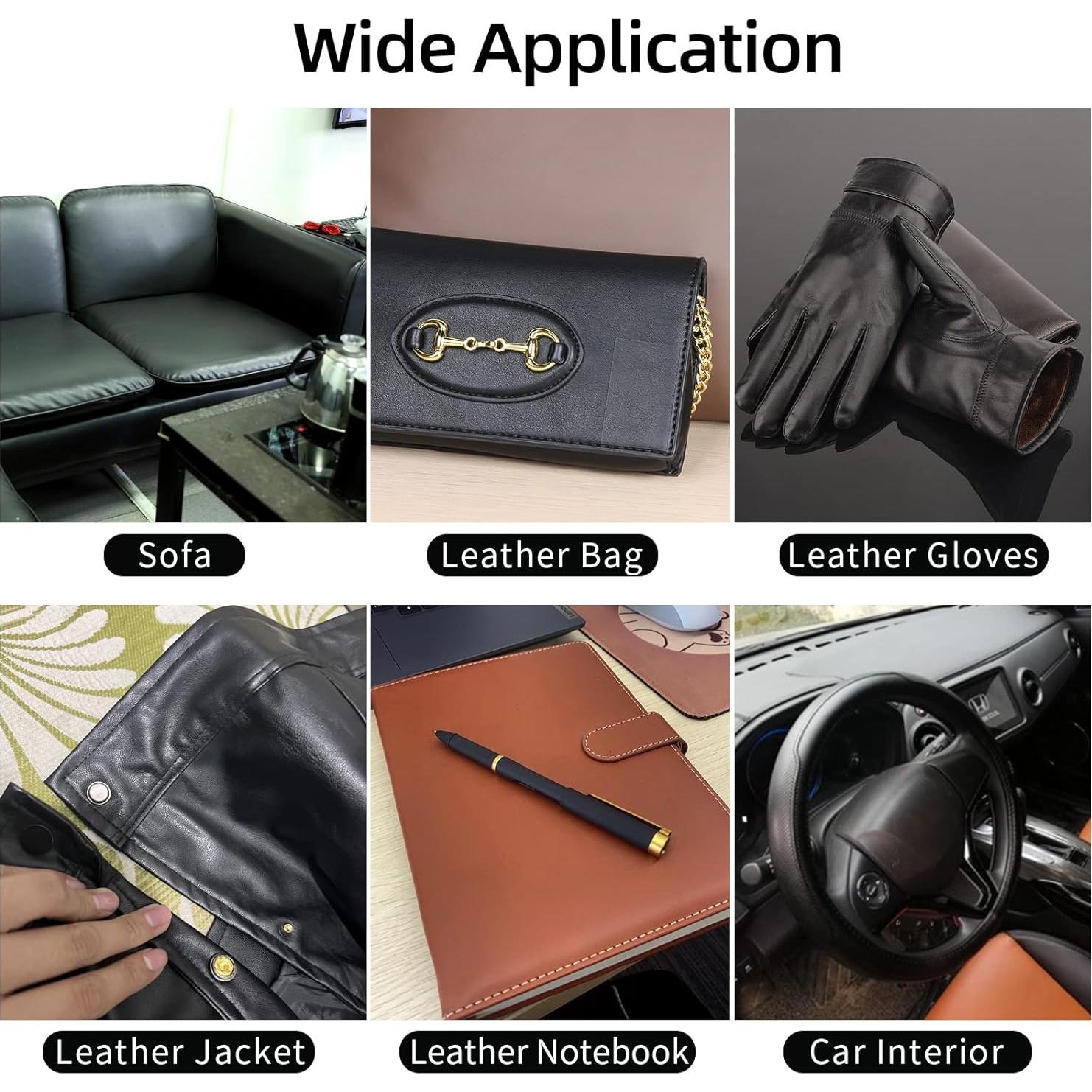 Parche de Reparación de Cuero MILEQEE 5x500cm Negro Autoadhesivo