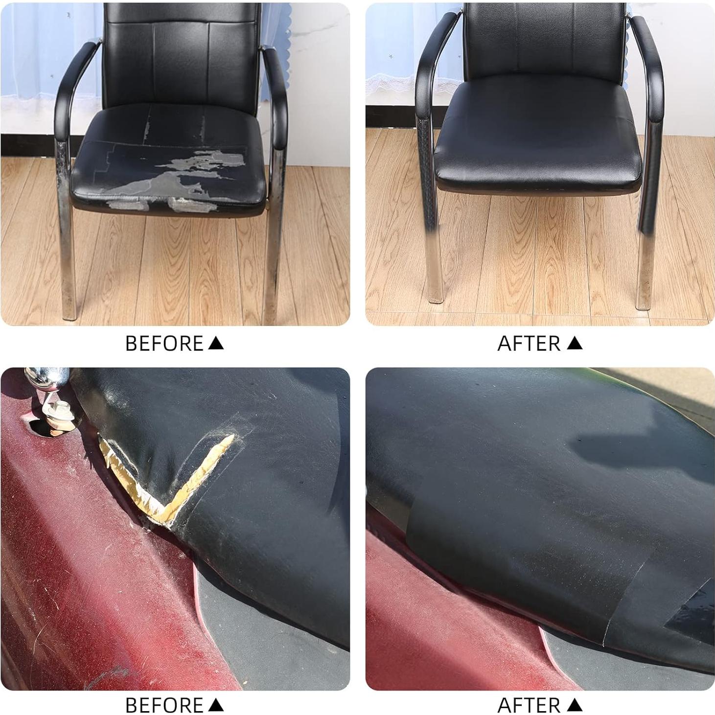 Parche de Reparación de Cuero MILEQEE 5x500cm Negro Autoadhesivo