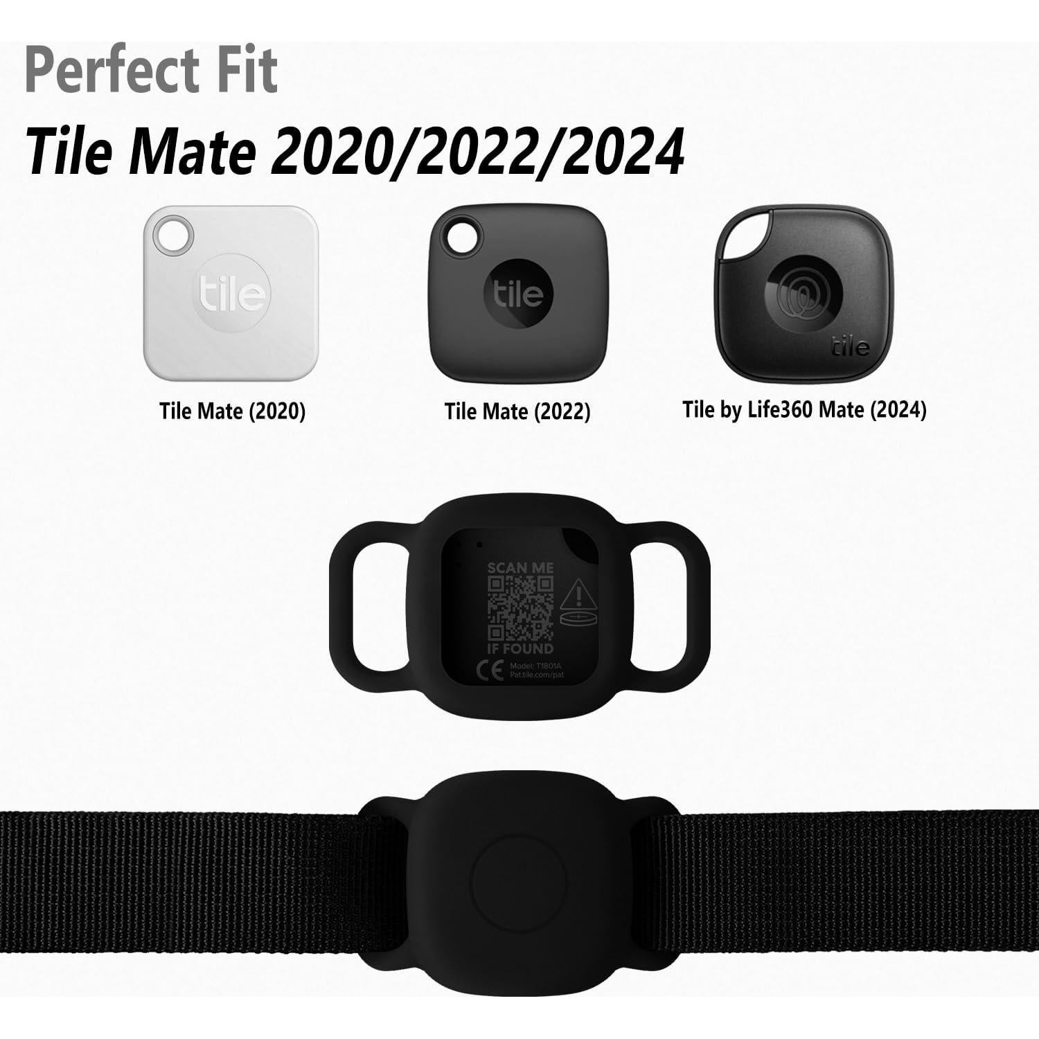 Geiomoo Silicone Case for Tile Mate (2024, 2022, 2020) Tracker, Protective Cover for Pet Collar (Black)