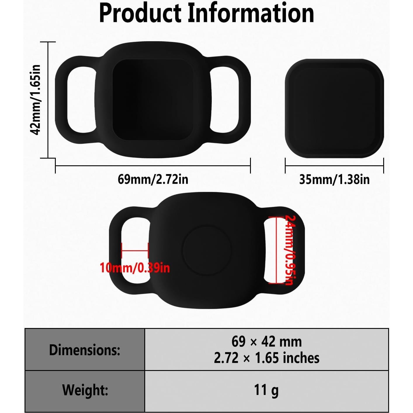 Geiomoo Silicone Case for Tile Mate (2024, 2022, 2020) Tracker, Protective Cover for Pet Collar (Black)