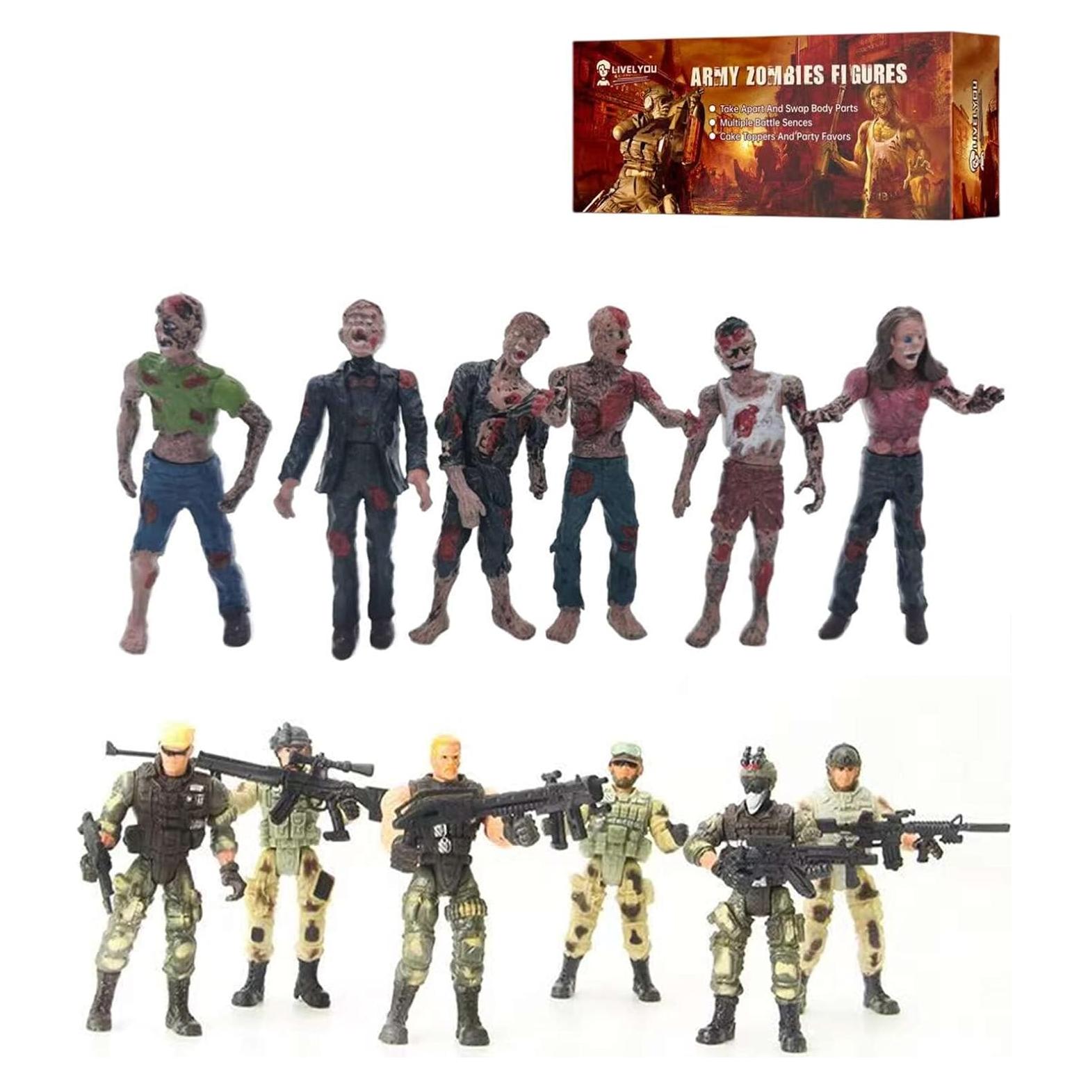 Figuras de Acción IMIREUXY Ejército y Zombis 12PCS Verde