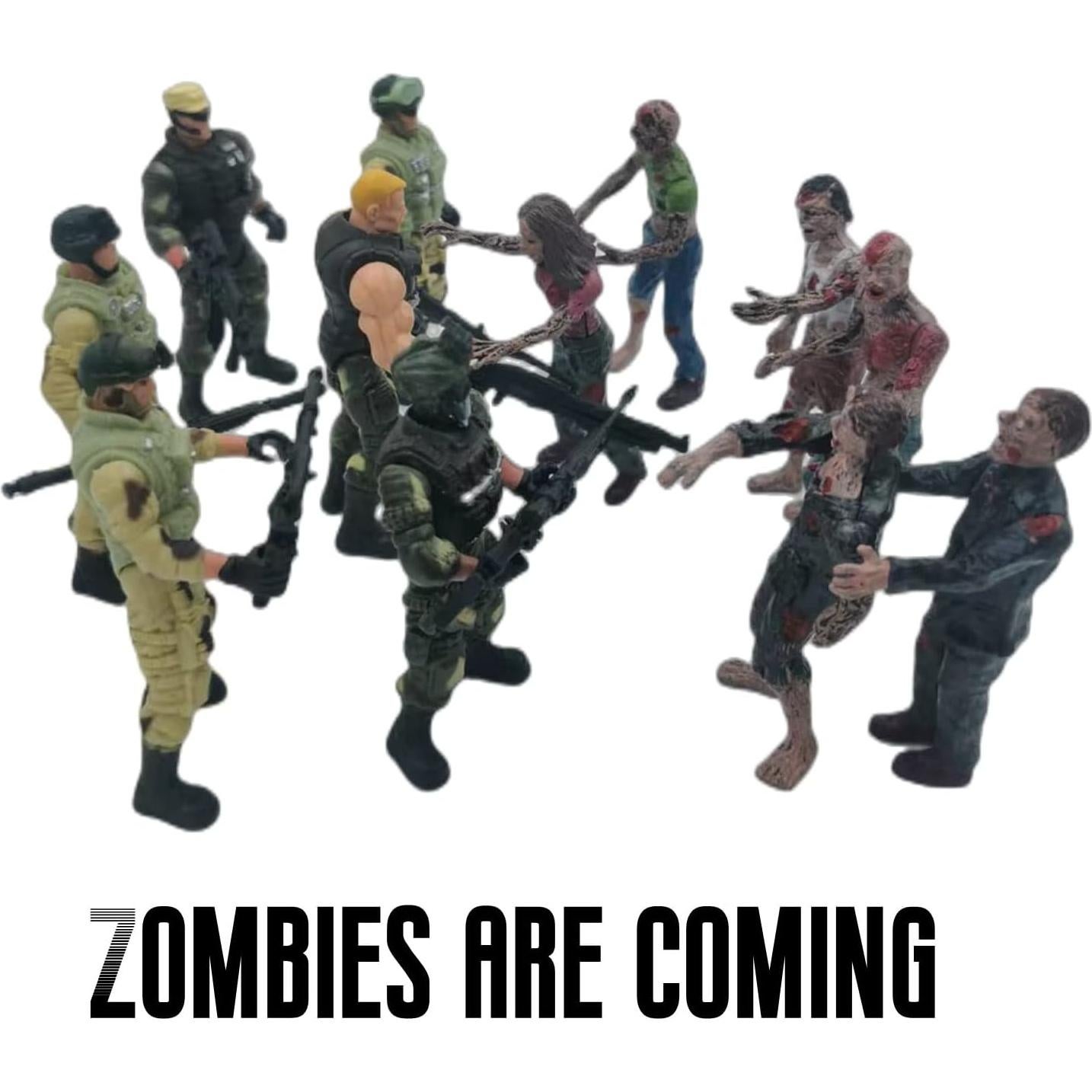Figuras de Acción IMIREUXY Ejército y Zombis 12PCS Verde