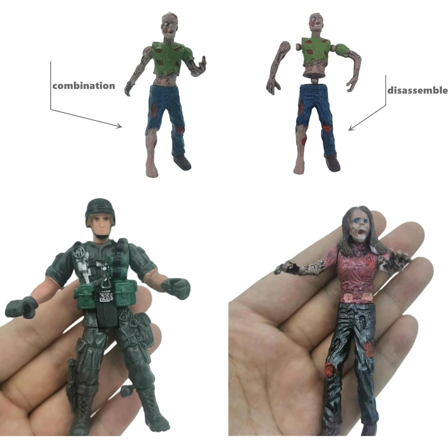 Figuras de Acción IMIREUXY Marines y Zombis 12PCS
