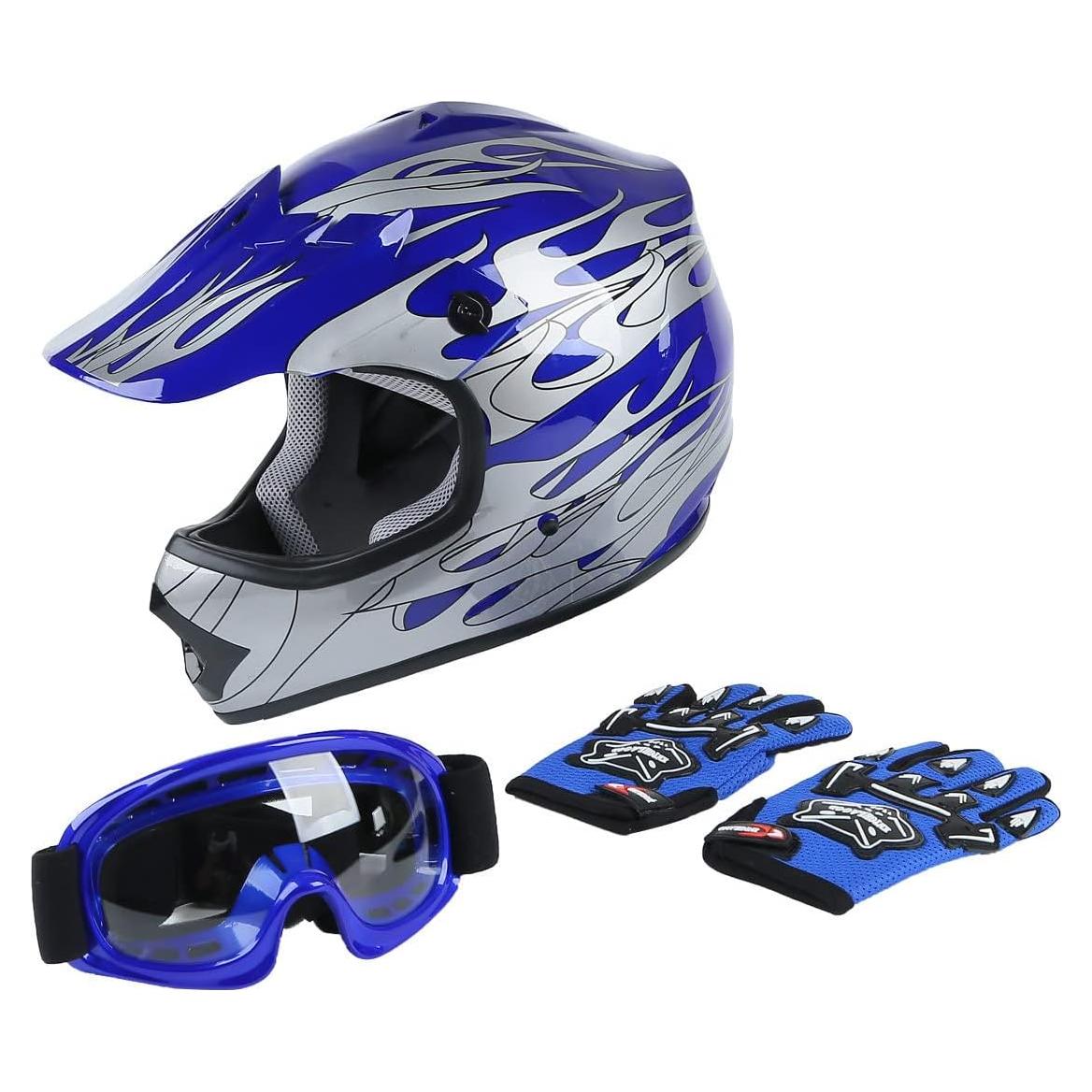 Casco Motocross XFMT Azul Llama para Jóvenes S