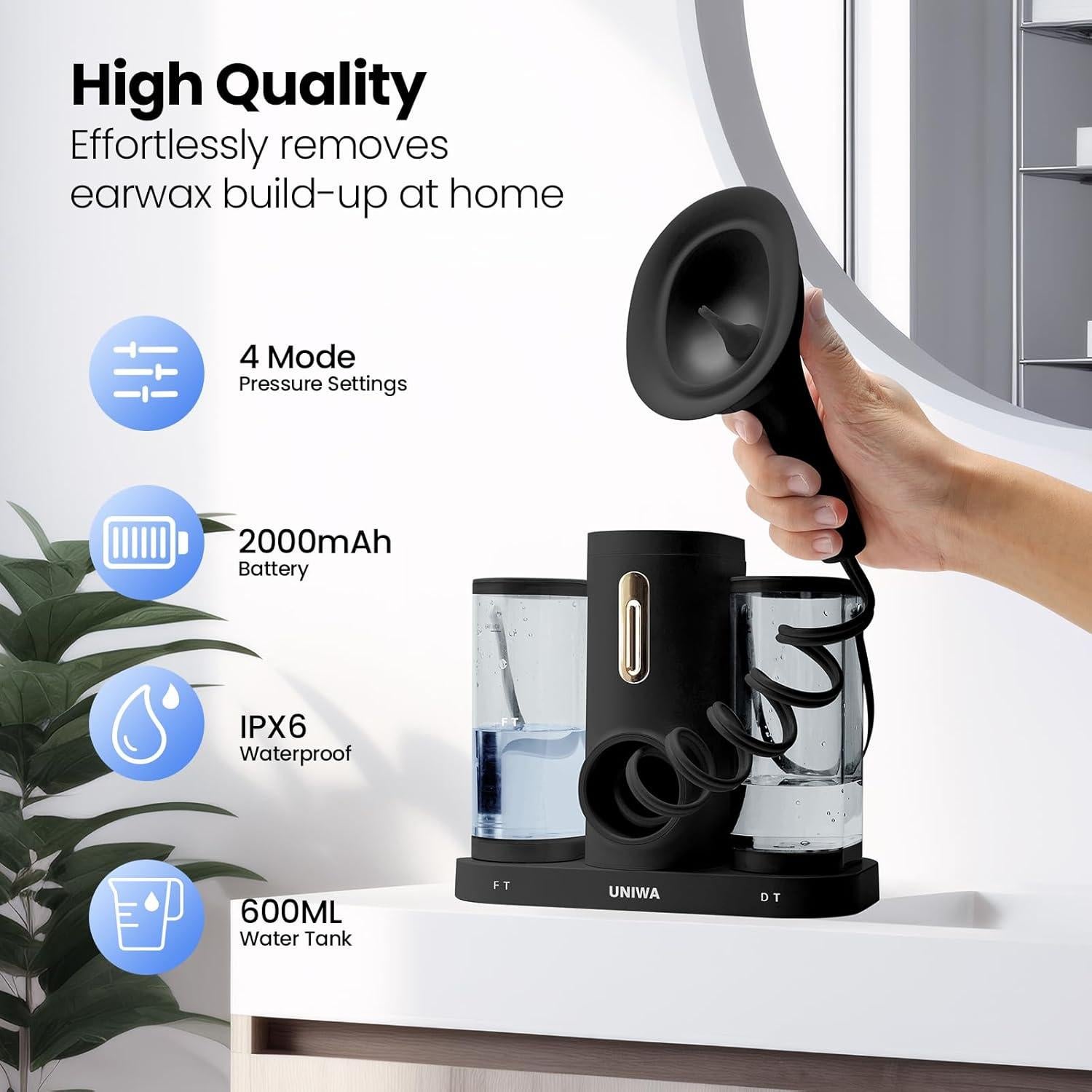 Limpiador de Oídos Eléctrico UNIWA con 4 Modos y Puntas Reutilizables