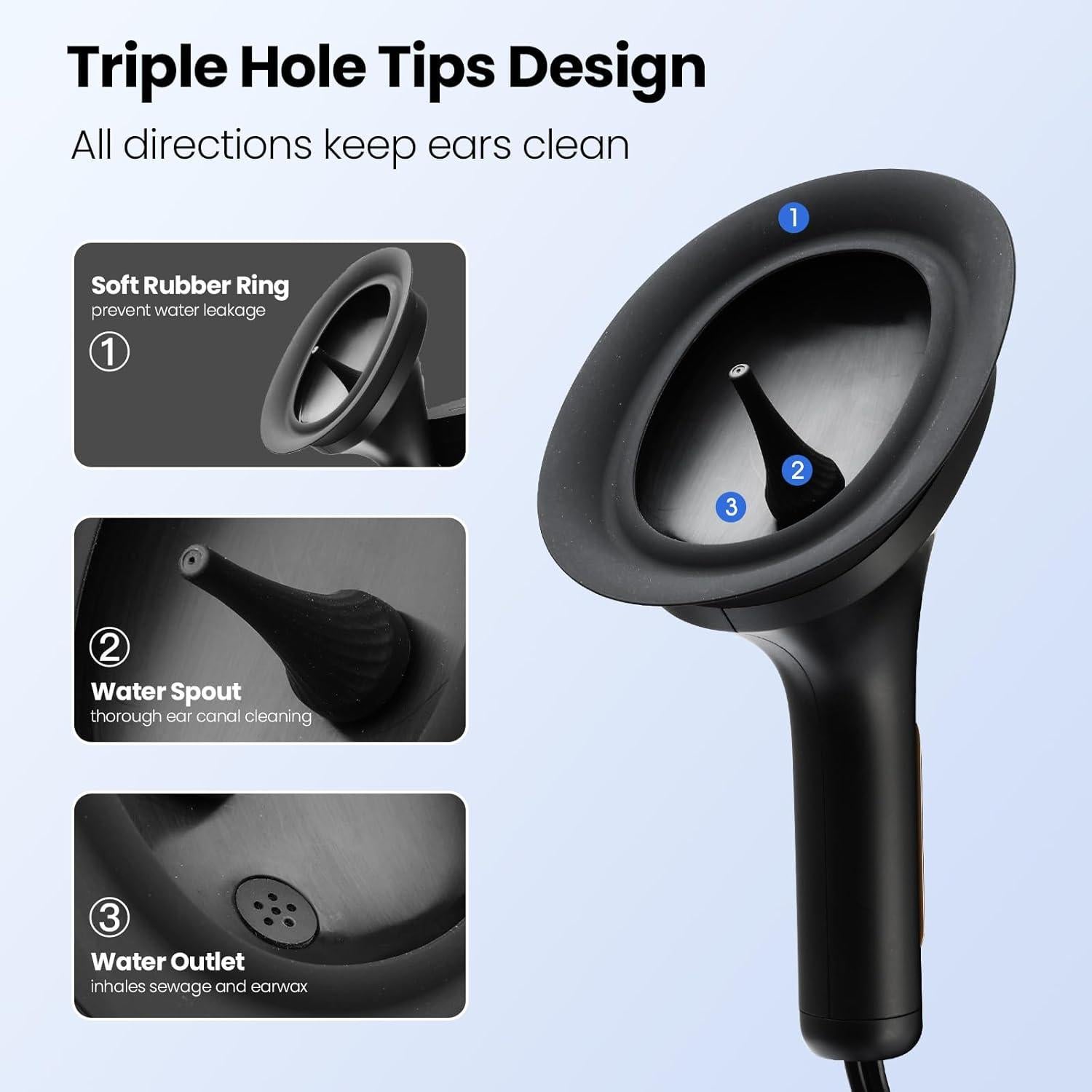 Limpiador de Oídos Eléctrico UNIWA con 4 Modos y Puntas Reutilizables