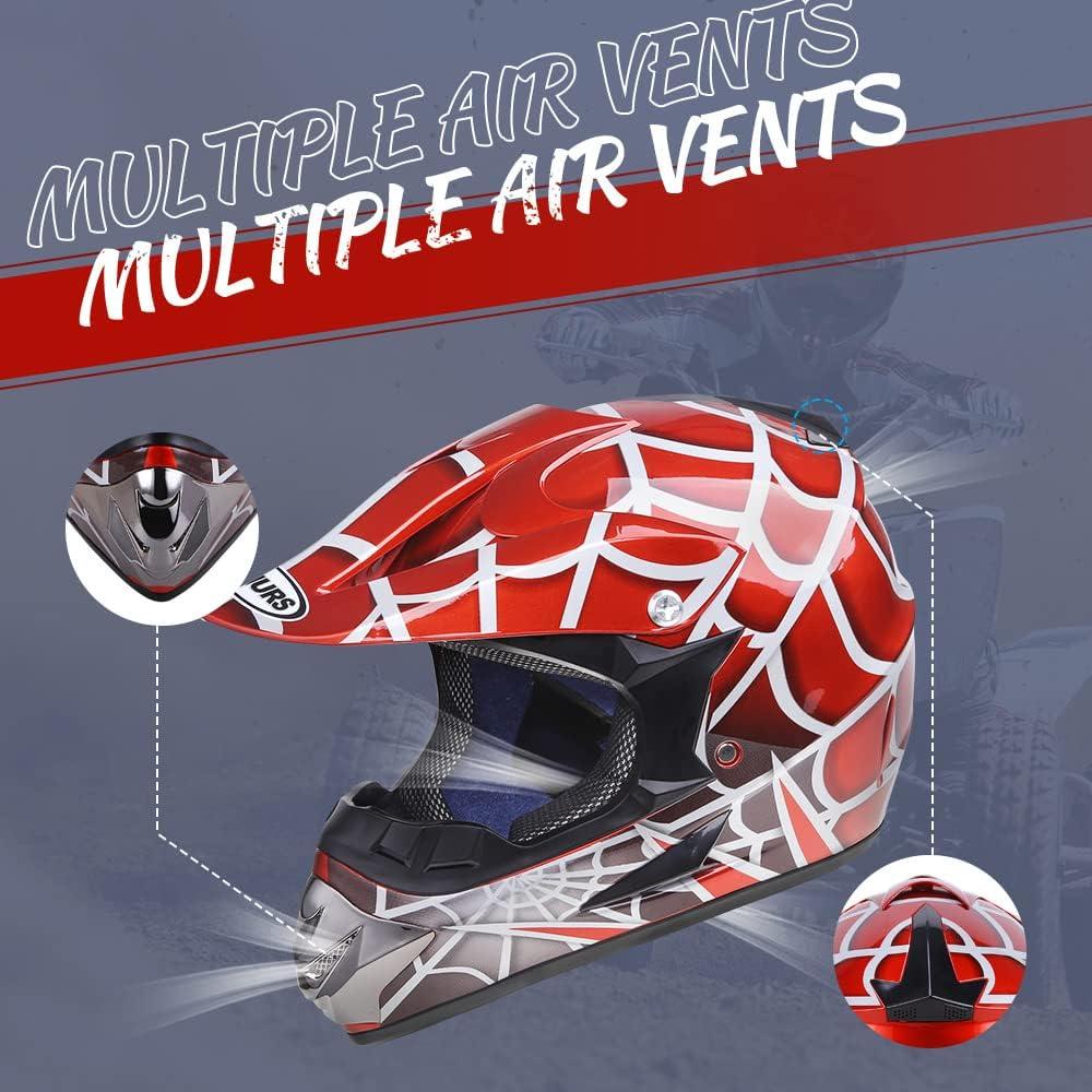 DOT Youth Dirt Bike Helmet for Boys & Girls Ages 5-14, Four Wheeler, Motocross, BMX, MX, UTV, Snowmobile, Go Kart, Racing, Skateboard, Baseball