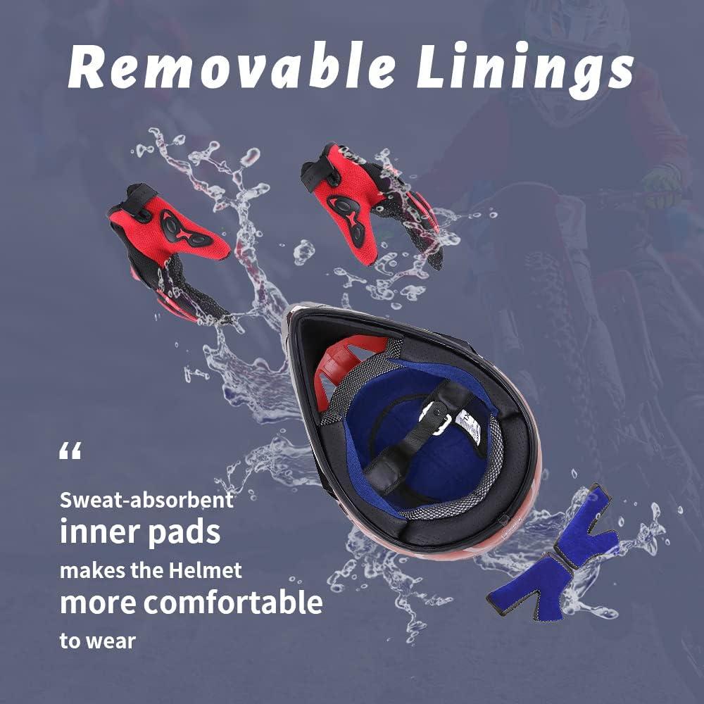 DOT Youth Dirt Bike Helmet for Boys & Girls Ages 5-14, Four Wheeler, Motocross, BMX, MX, UTV, Snowmobile, Go Kart, Racing, Skateboard, Baseball