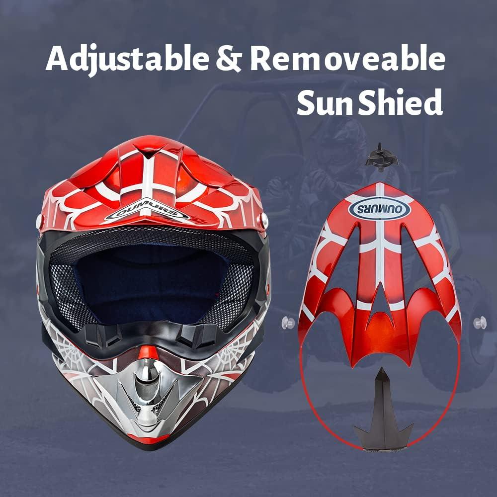 DOT Youth Dirt Bike Helmet for Boys & Girls Ages 5-14, Four Wheeler, Motocross, BMX, MX, UTV, Snowmobile, Go Kart, Racing, Skateboard, Baseball