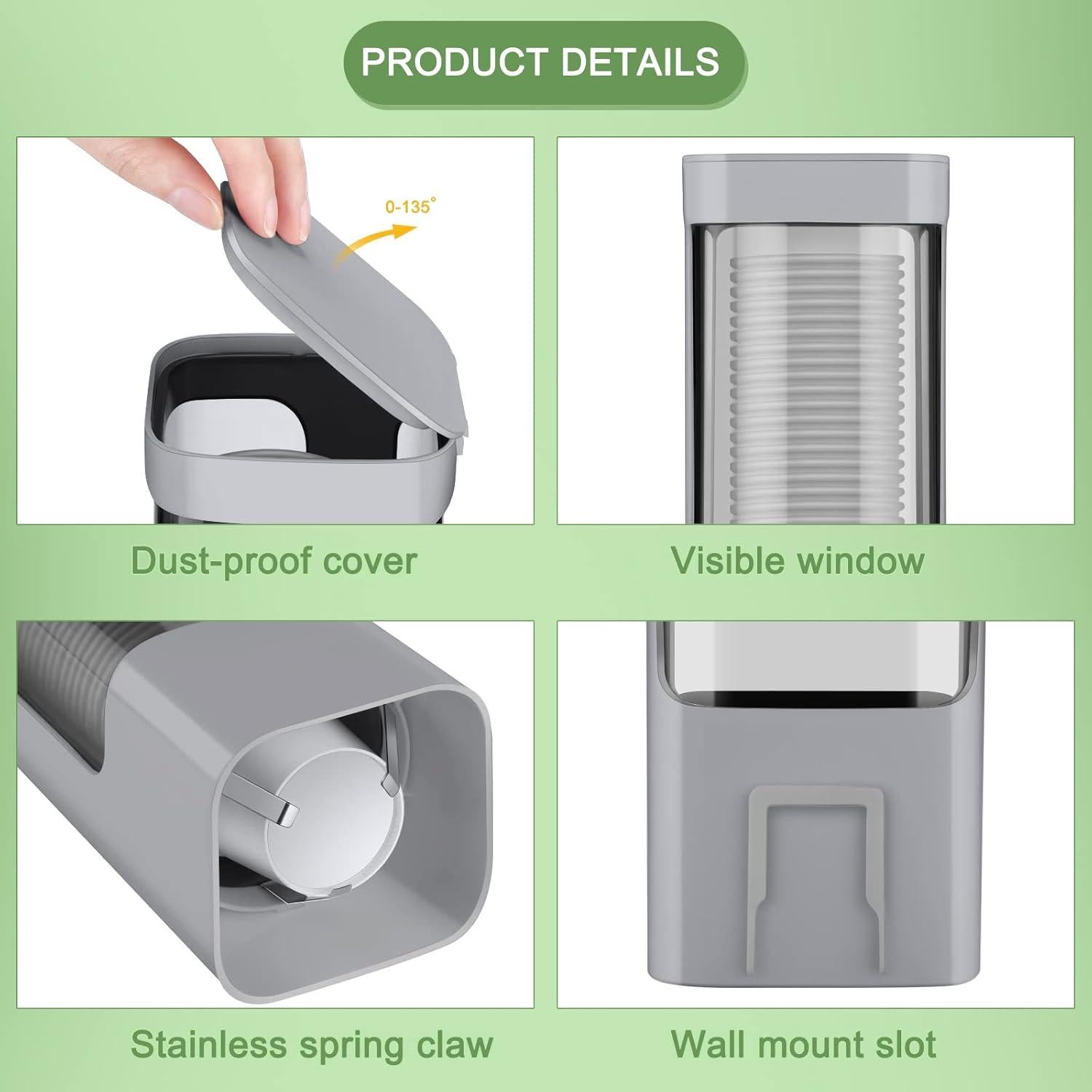 Dispensador de Vasos Descartables Chengu 2 Piezas Gris 3-5 oz