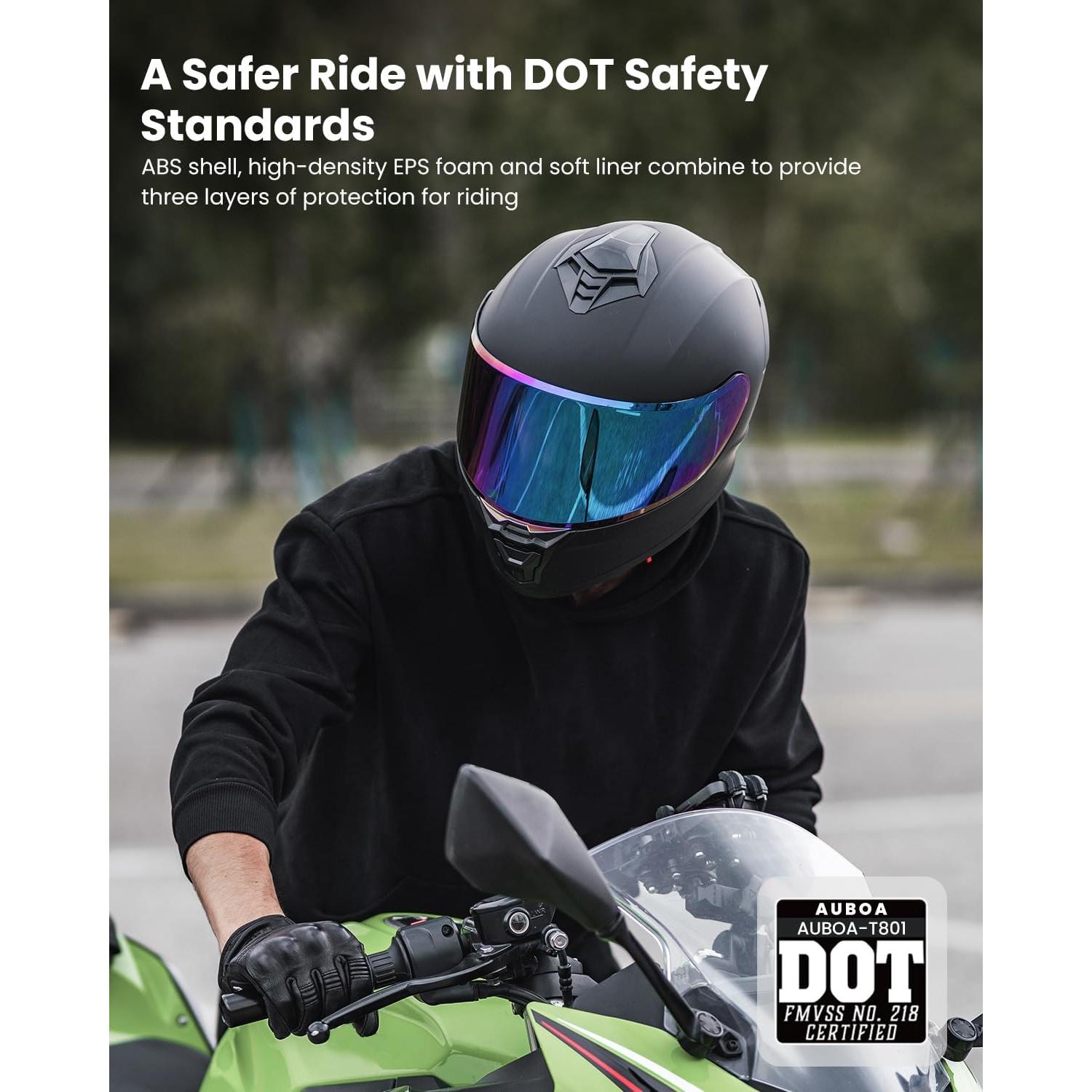 Casco de Motocicleta Auboa AU-T801 Mediano Negro Mate