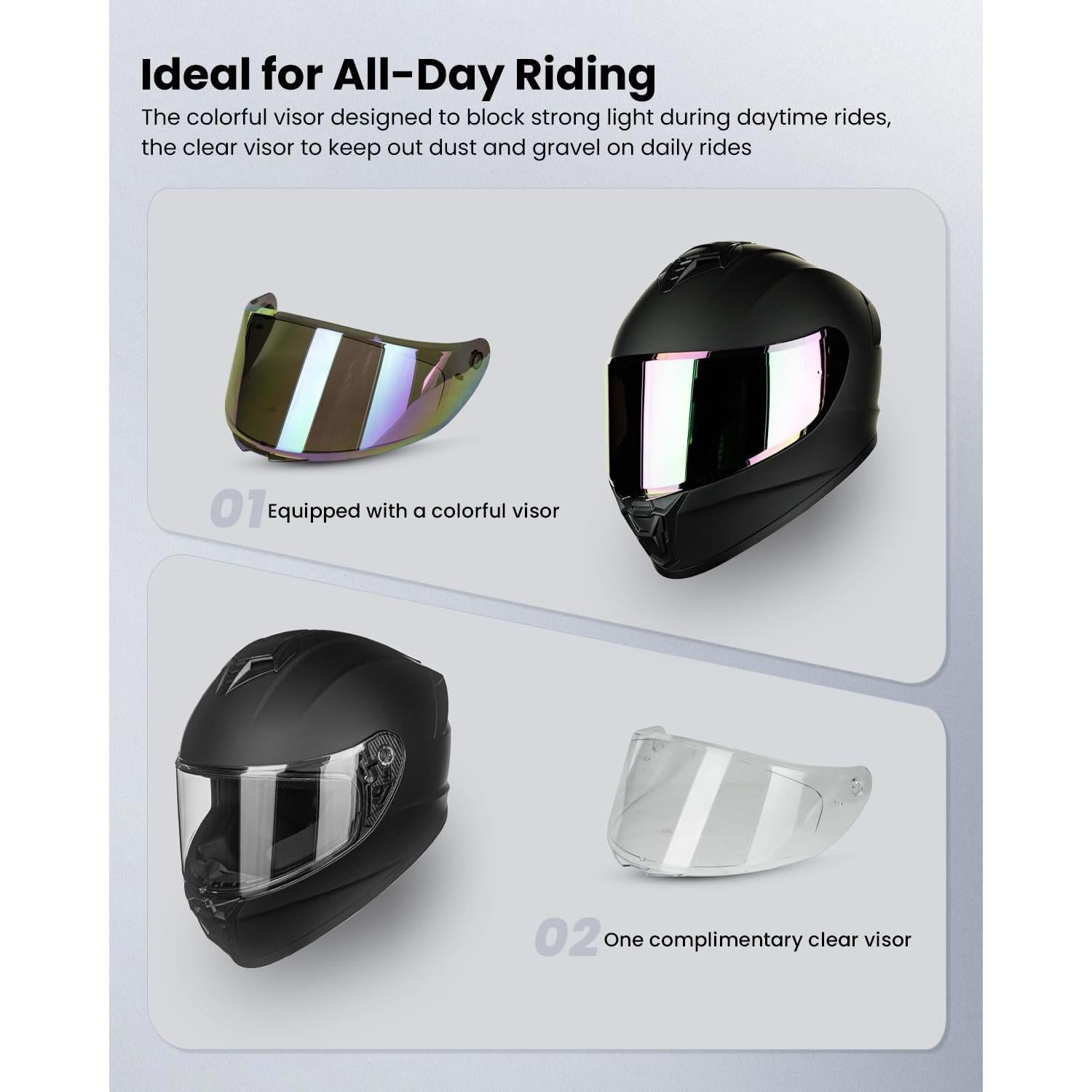 Casco de Motocicleta Auboa AU-T801 Mediano Negro Mate