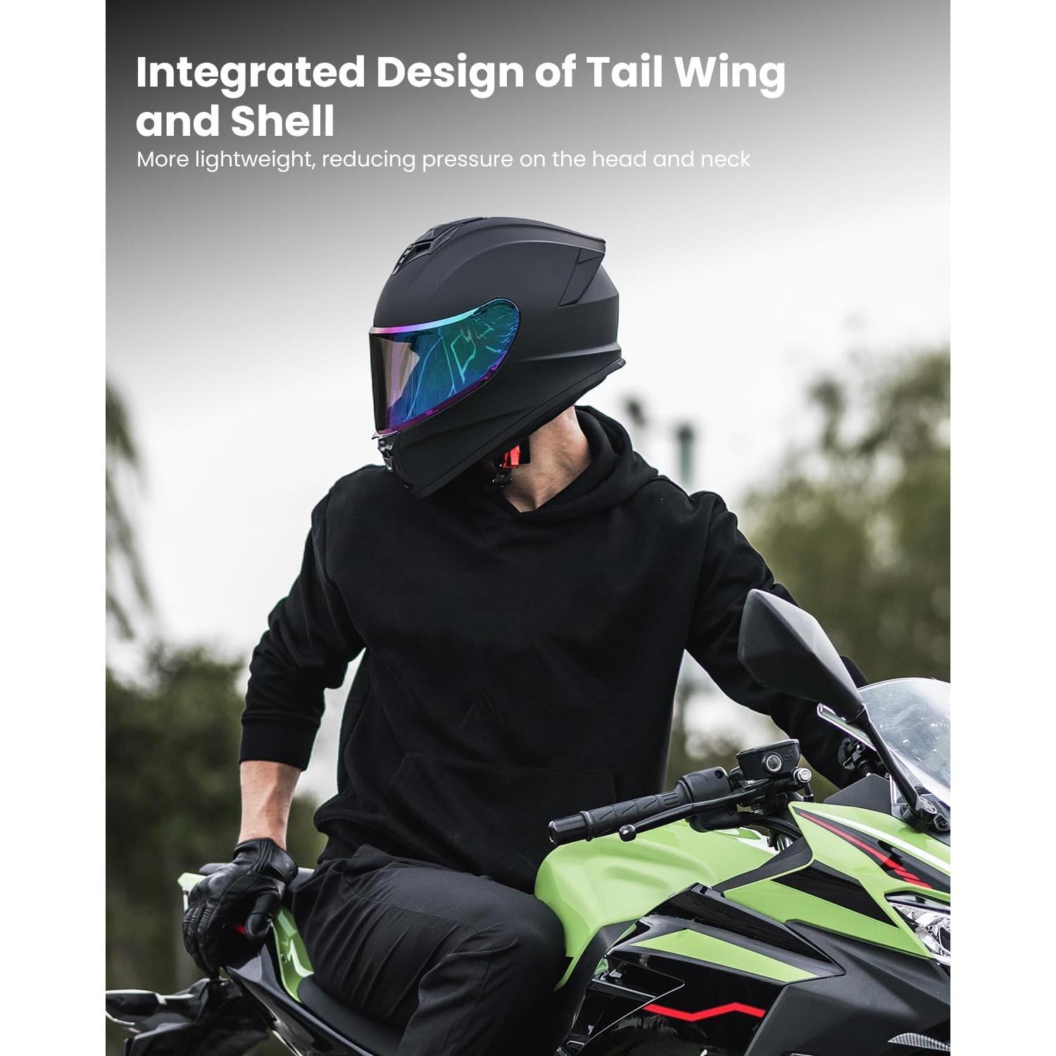 Casco de Motocicleta Auboa AU-T801 Mediano Negro Mate