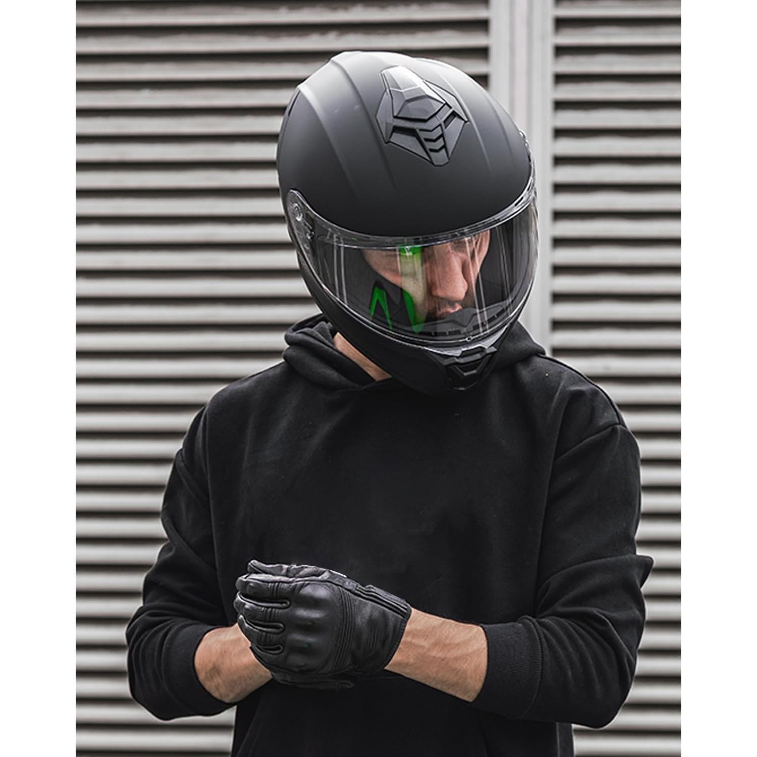 Casco de Motocicleta Auboa AU-T801 Mediano Negro Mate