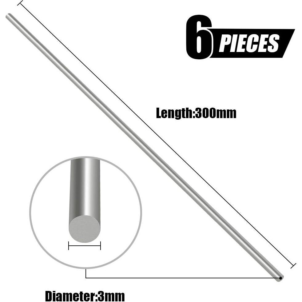 Kit 6 Varillas de Acero Inoxidable Swpeet 3mm x 300mm